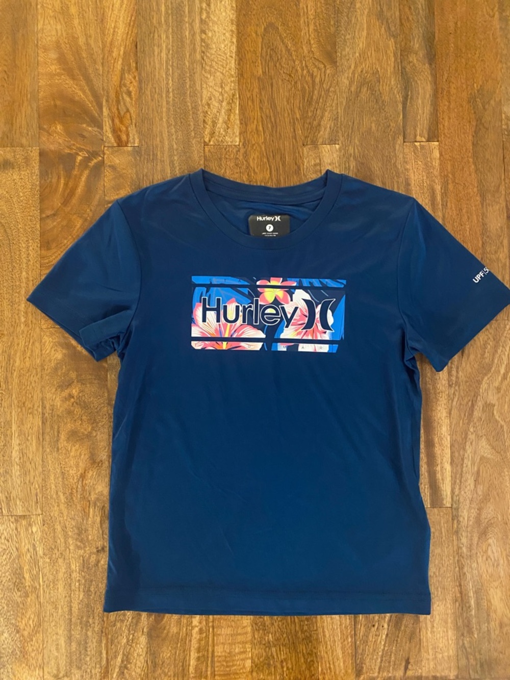 Hurley Navy Tee with Multicolor Floral Logo